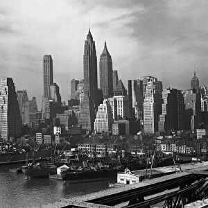 Manhattan skyline, New York City, USA, (B&W)