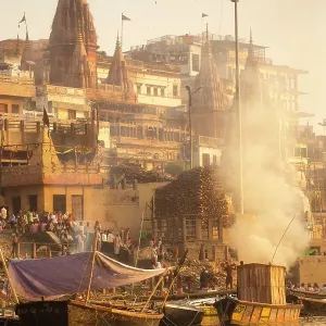 Manikarnika Ghat, in Varanasi, India Manikarnika Ghat, in Varanasi, India