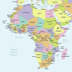 Colored Map of Africa Print Colored Map of Africa Print