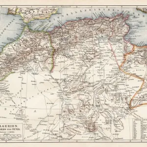 Mappa dell'Algeria, del Marocco, della Tunisia, 1900. Mappa dell'Algeria, del Marocco, della Tunisia, 1900.