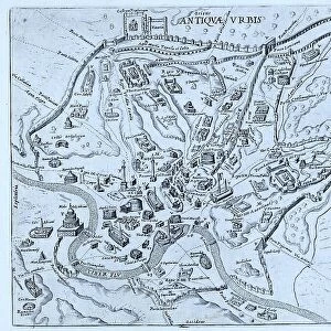 A map of the ancient city of Rome, historical Rome, Italy, 1625, digital reproduction of an original 17th century master, original date unknown
