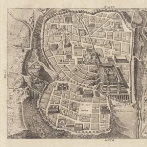 Map of the ancient Jerusalem, copperplate engraving, published in 1774