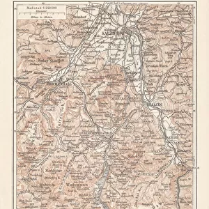 Map of the Berchtesgadener Land, Bavaria, Germany, lithograph, published 1897