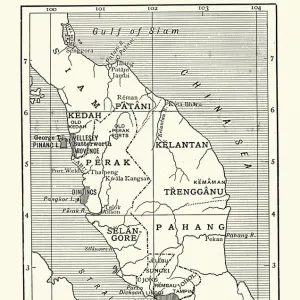 Map of British Malaya and Singapore, 1890s