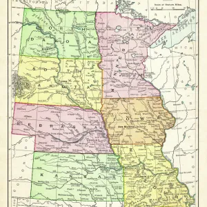 Map of central states USA 1895