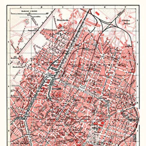 Map city of Brussels Belgium 1898