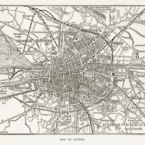 Mapa de la Ciudad de Dublín, Irlanda Grabado Victoriano, 1840. Mapa de la Ciudad de Dublín, Irlanda Grabado Victoriano, 1840.