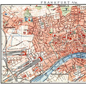 Map of City Frankfurt am Main Germany 1896