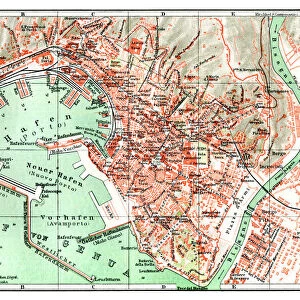 Map of city Genoa Italy 1896