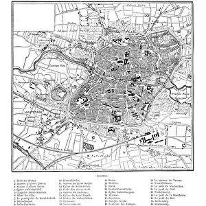 Map city of Nuremberg Germany 1864