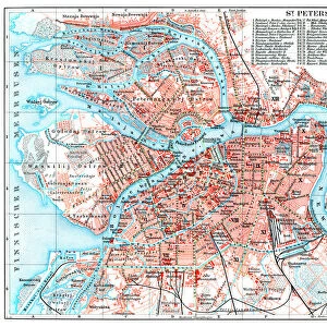 Map of city St. Petersburg Russia 1895