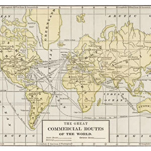 Map of the commerce routes of the world 1889