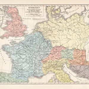 Map of Germannia, mid-2nd century AD, lithograph, published in 1897 Map of Germannia, mid-2nd century AD, lithograph, published in 1897