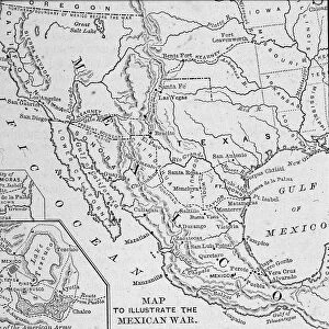 Map Illustrating Mexican-American War