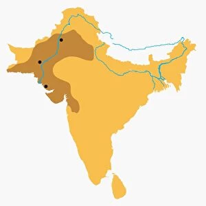 Map of Indian Subcontinent with River Indus and Indus Valley highlighted