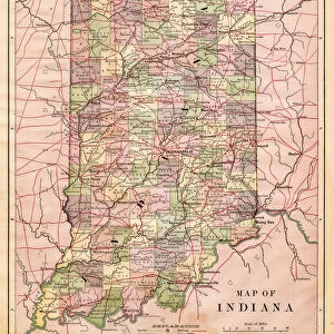 Map of Indiana USA 1881