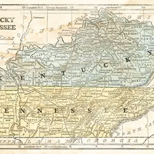 Map of Kentucky and Tennessee 1855