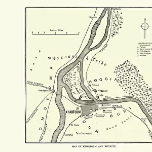 Map of Khartoum and vicinity at the time of siege of Khartoum 1884