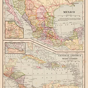 Map of Mexico Caribbean Central America 1898