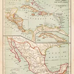 Map of Mexico Central America of 1877