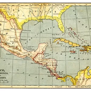 Map of Mexico and West indies 1883