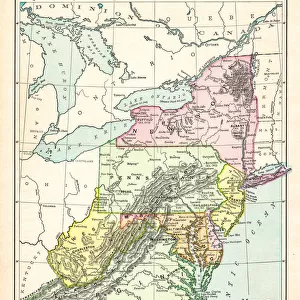 Map of middle atlantic states USA 1895