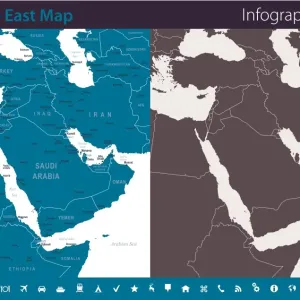 Map of Middle East - Infographic Set Map of Middle East - Infographic Set