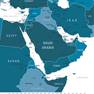 Map of Middle East and Navigation Icons
