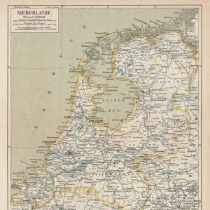 Map of the Netherlands, lithograph, published in 1877