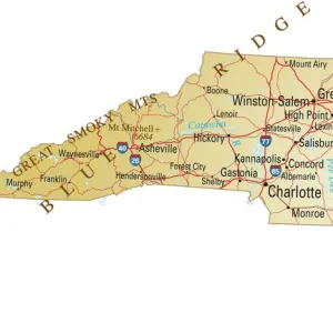 Full map of North Carolina with cities and towns marked