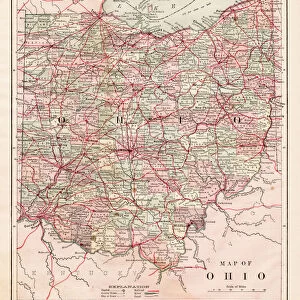 Map of the Ohio state USA 1881