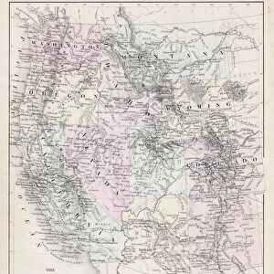 Map of Pacific States USA 1877