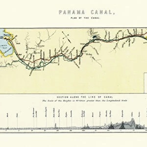 Map, Plan of the Panama Canal, 19th Century