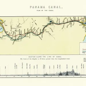 Map, Plan of the Panama Canal, 19th Century