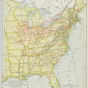 Map Of Railroad Lines In Actual Operation, October 1860 Map Of Railroad Lines In Actual Operation, October 1860