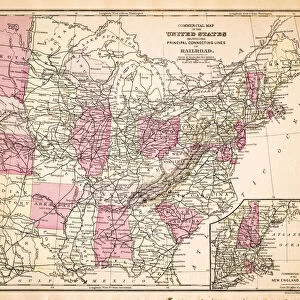 Map of Railroads USA 1883