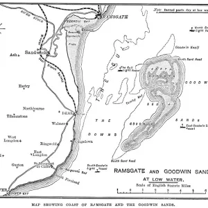 Vintage Engraving Map Print of Ramsgate and Goodwin Sands Vintage Engraving Map Print of Ramsgate and Goodwin Sands