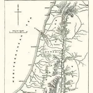 Map showing the mountain ranges of Palestine