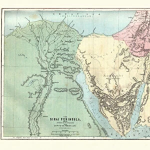 Map Sinain, Journeys of Israelites, Egypt to the promised land