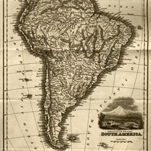 Map of South America (early 19th century steel engraving)