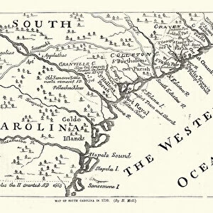 Map of South Carolina in 1730, 18th Century
