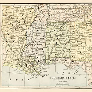 Map of Southern States 1875