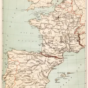 Map of Spain and France 1869