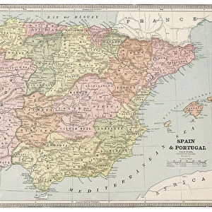 Map of Spain and Portugal 1883