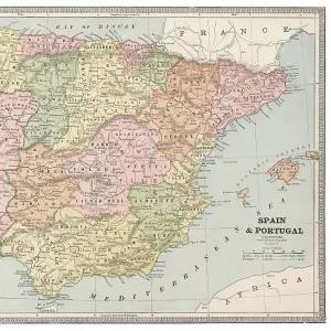 Map of Spain and Portugal 1883