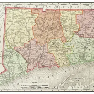 Map of the state of Connecticut, USA 1899 Map of the state of Connecticut, USA 1899