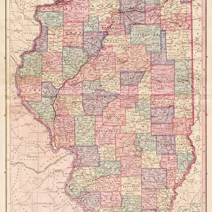 Map of the state of Illinois 1886