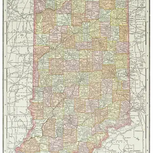 Map of the state of Indiana, USA 1899 Map of the state of Indiana, USA 1899