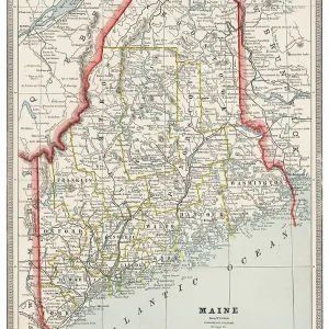 Map of the state of Maine, USA 1883 Map of the state of Maine, USA 1883