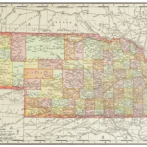 Map of the state of Nebraska, USA 1899 Map of the state of Nebraska, USA 1899